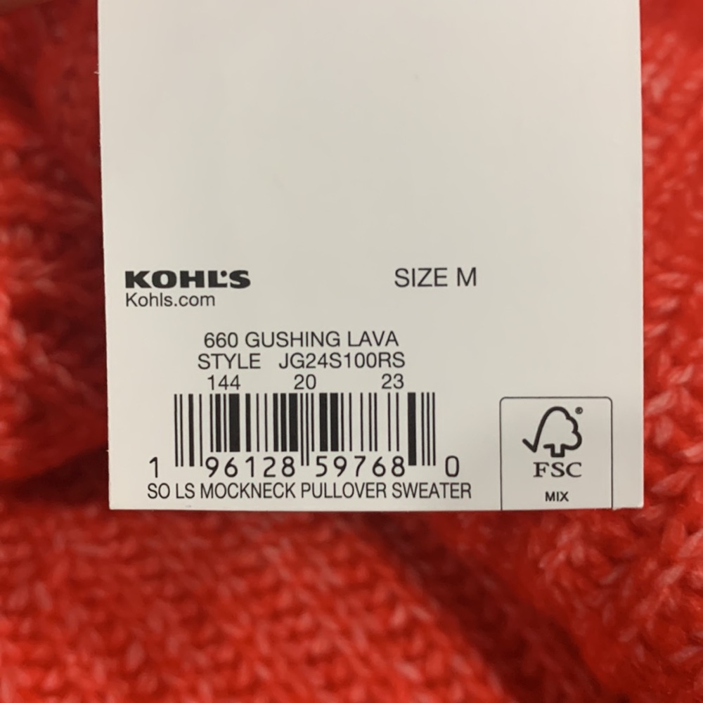 Kohls, brand new, neon pinkish sweater, size M or 6. - Picture 5 of 5